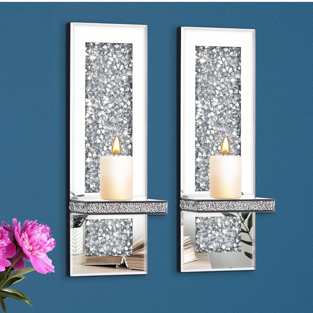 Elegant Silver Wall Candle Holders Set of two